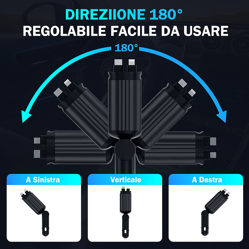 Caricabatterie rapido per auto 5 in 1